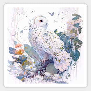 Owl Bird Portrait Animal Painting Wildlife Outdoors Adventure Magnet